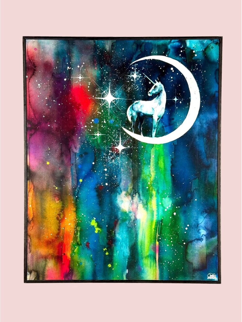 Lora Zombie Unicorn Moon Eyes on Walls Framed Art Block Galaxy 12x10 Wall Art